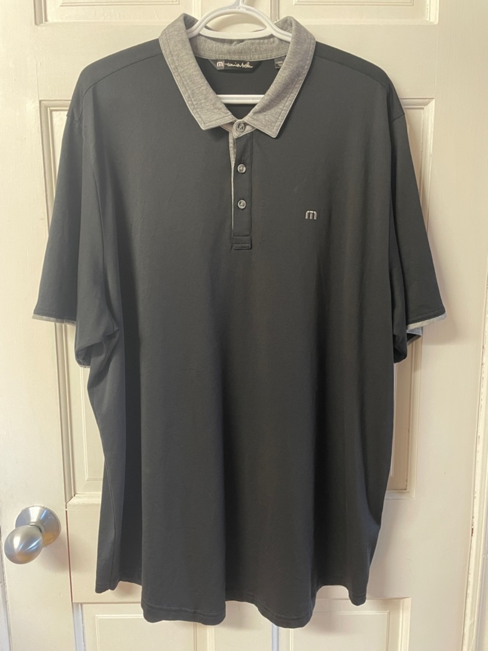 Travis Mathew black knit cotton/poly blend golf polo shirt men’s size XXL